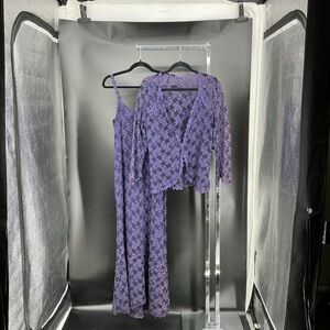 Elegant Purple Lace Wedding Dress Set